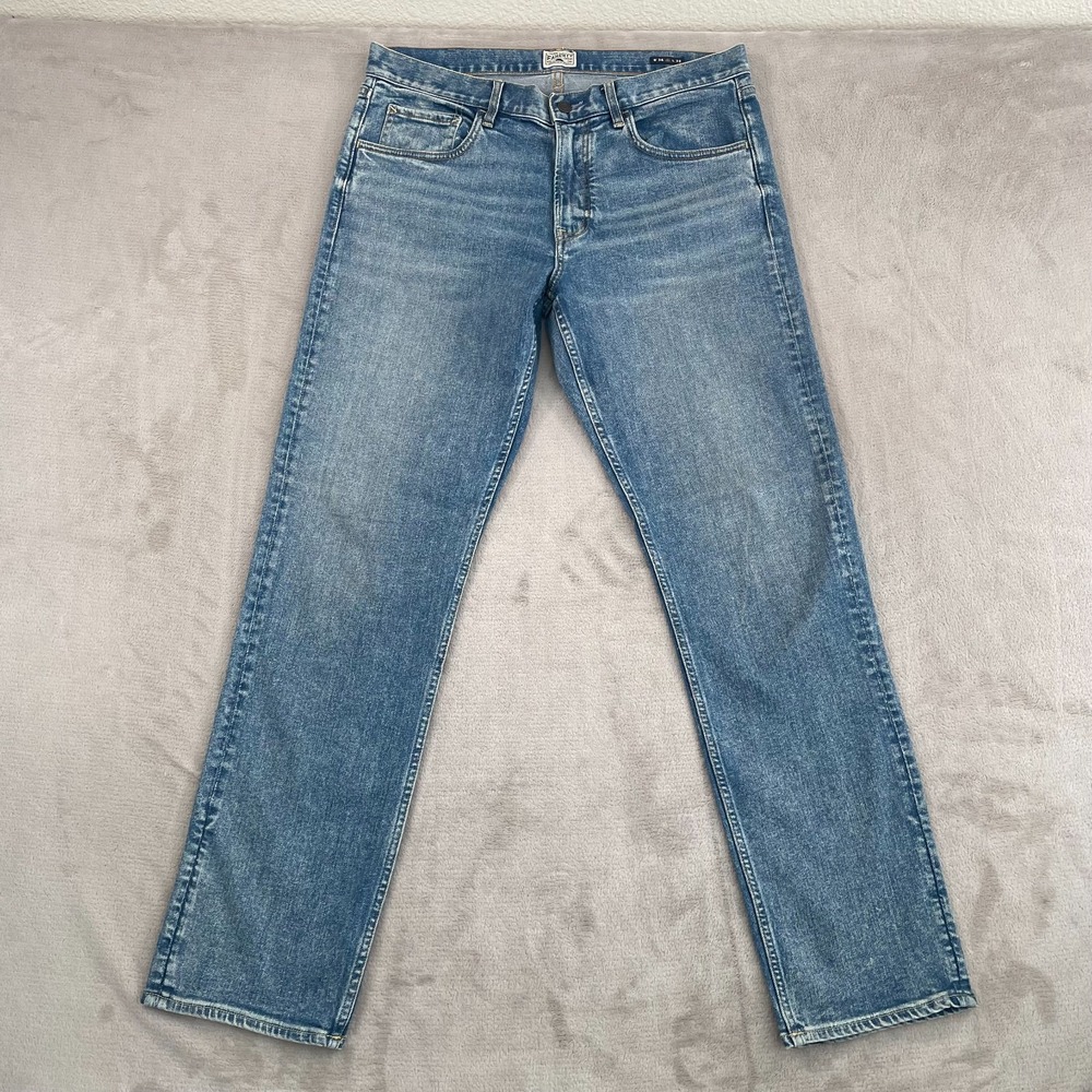 Faherty Blue Slim Straight Jeans Size 34 - would fit 35/36 - Picture 4 of 12